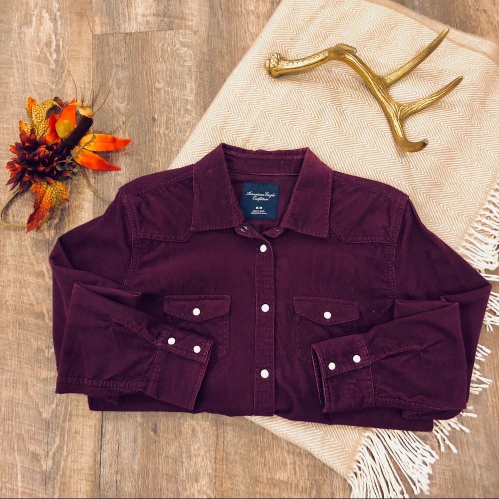 Corduroy Plum Button Up